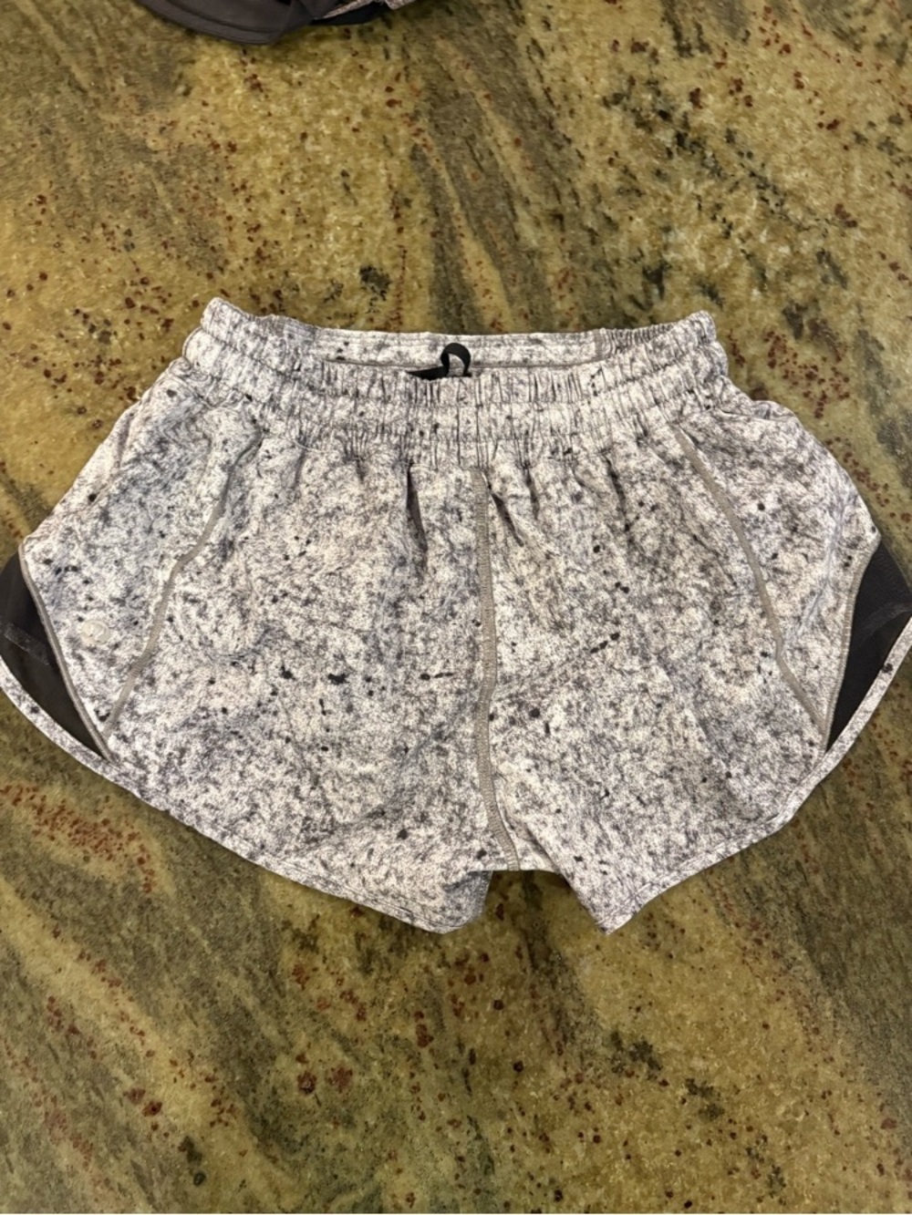 lululemon athletica Gray Speckle Athletic Shorts with Black Side Panels